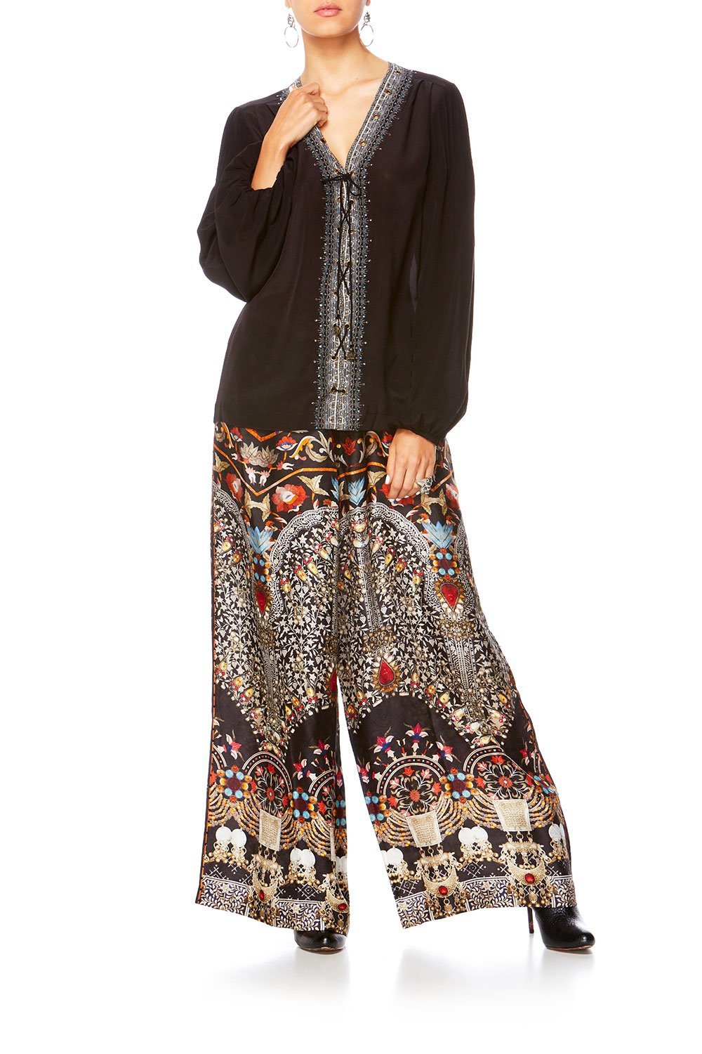 CAMILLA CHAMBER OF REFLECTIONS PEASANT BLOUSE W FRONT LACING