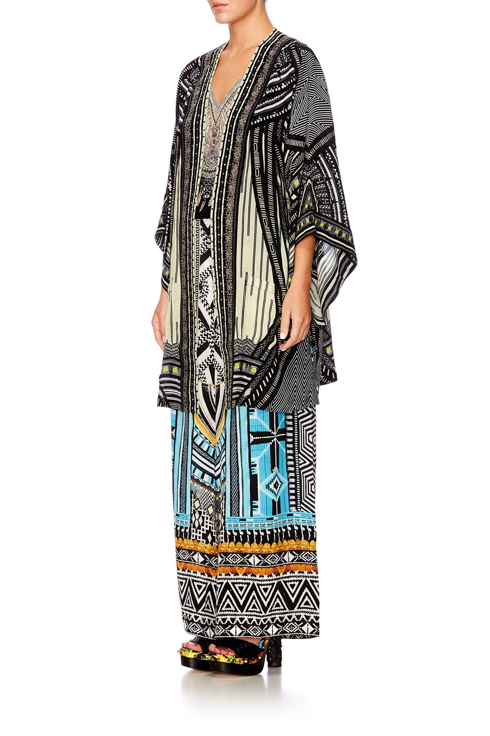 BETWEEN THE LINES KIMONO W TIE BELT