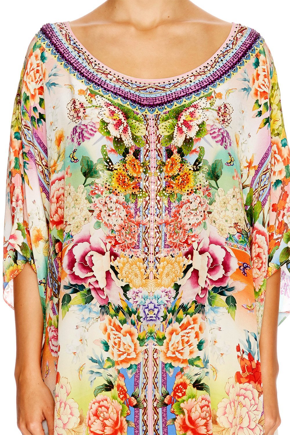 FLOWER HOUR SHORT ROUND NECK KAFTAN