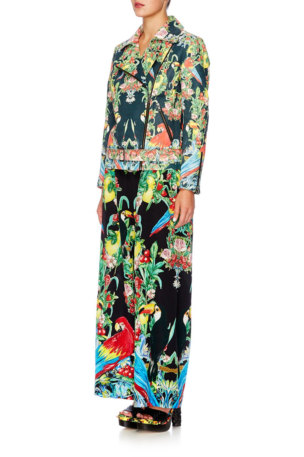 TOUCAN PLAY LEATHER JACKET WITH BELT