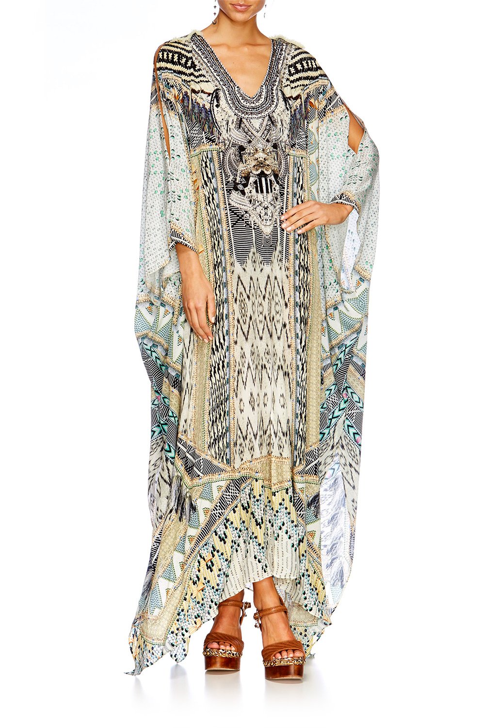 WEAVE ON SLIT FRONT & SLEEVE KAFTAN