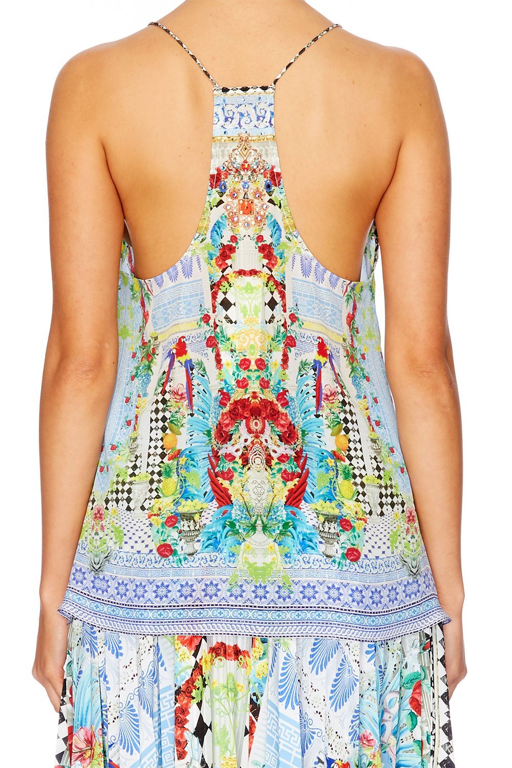 MASKING MADNESS T BACK SHOESTRING TOP