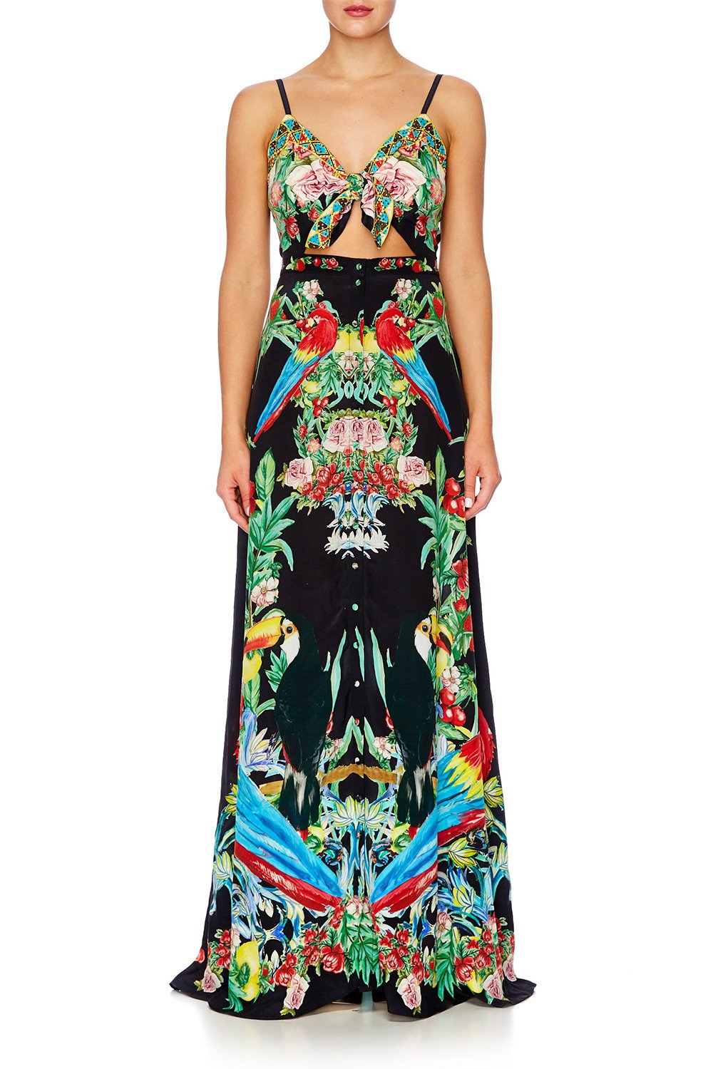 TOUCAN PLAY TIE FRONT CUT OUT MAXI DRESS