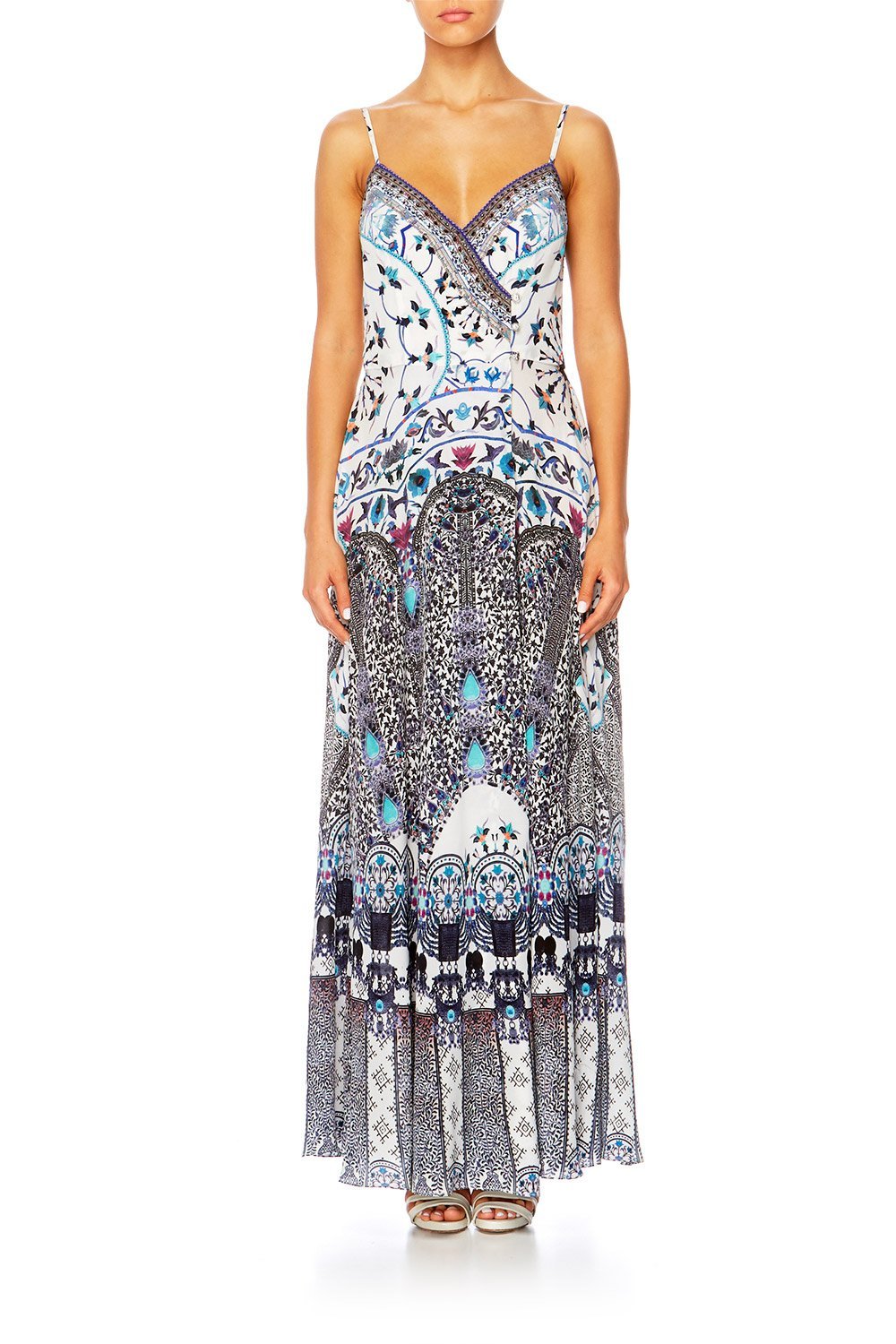 IN THE CONSTELLATIONS CROSS OVERLAY HALTER DRESS