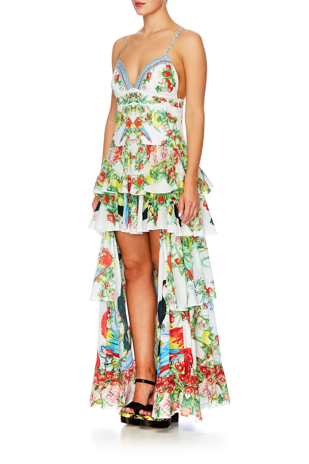 ONE FLEW OVER LONG OPEN FRONT PESANT DRESS