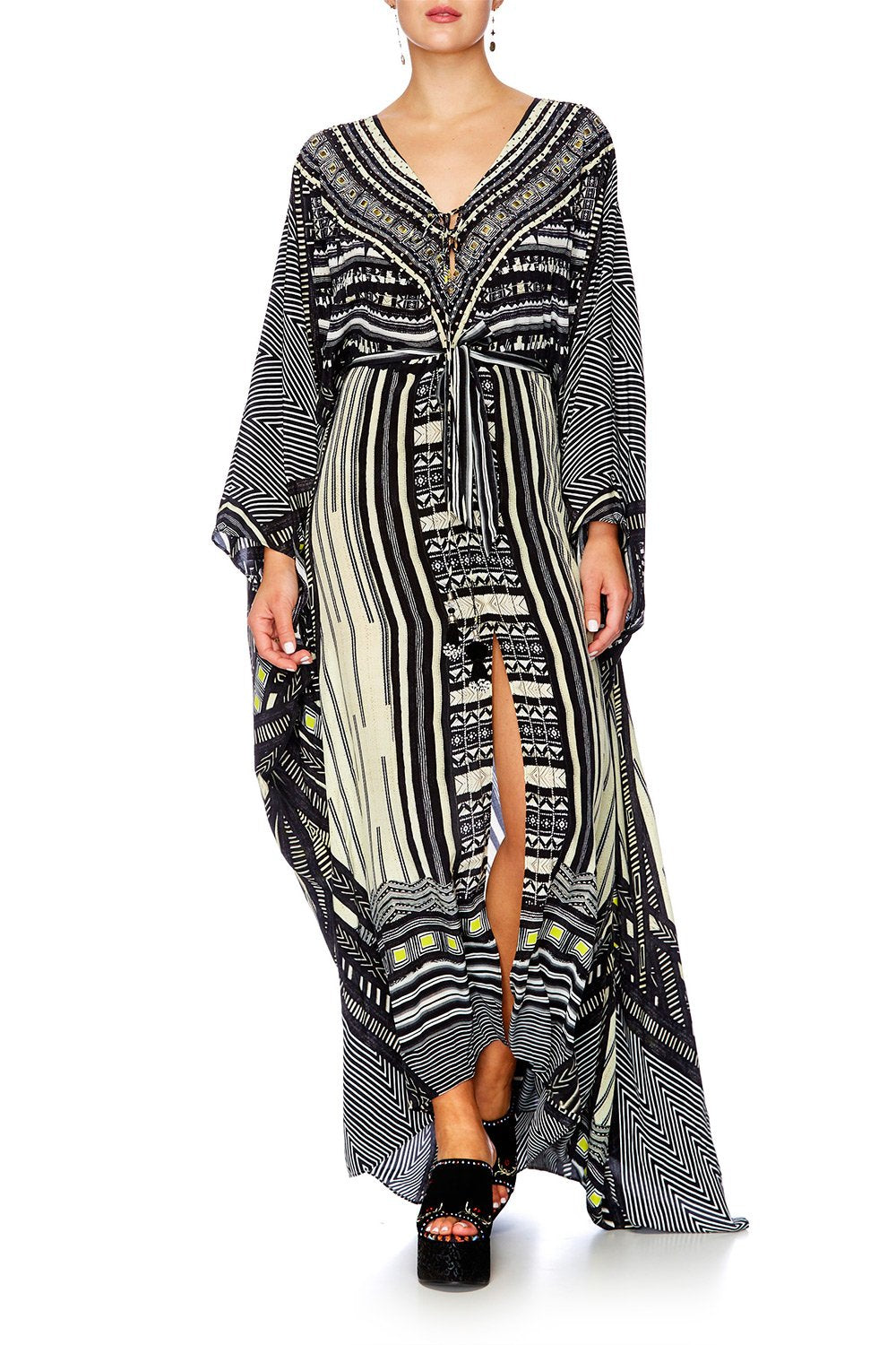 BETWEEN THE LINES SPLIT HEM LACE UP KAFTAN