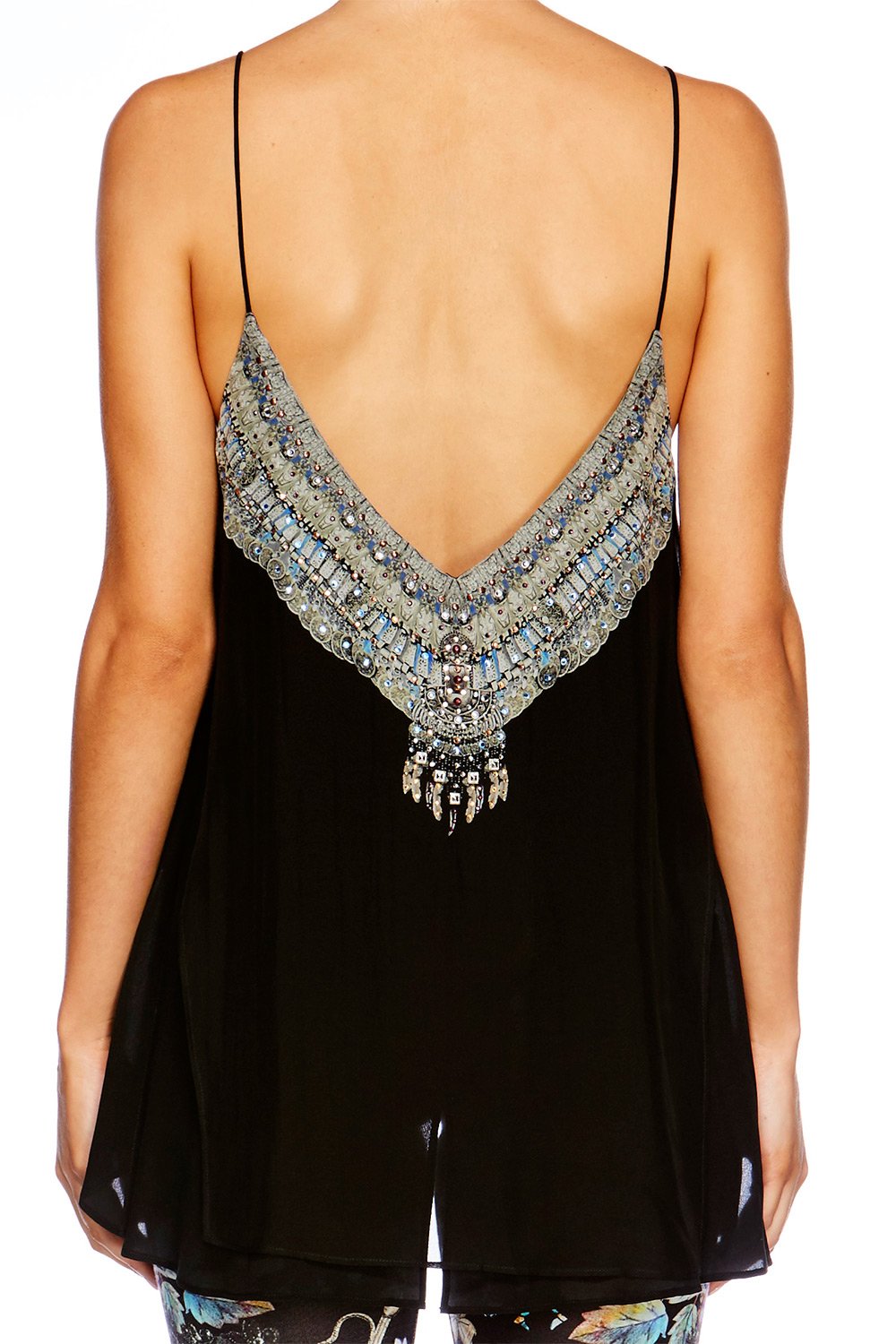 BLACK MULTI LAYER V NECK TOP