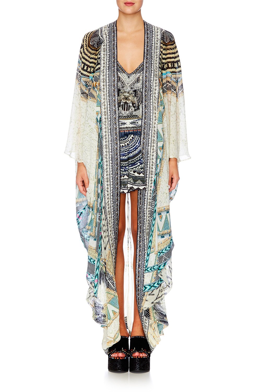 WEAVE ON LONG SLEEVE LONG CAPE