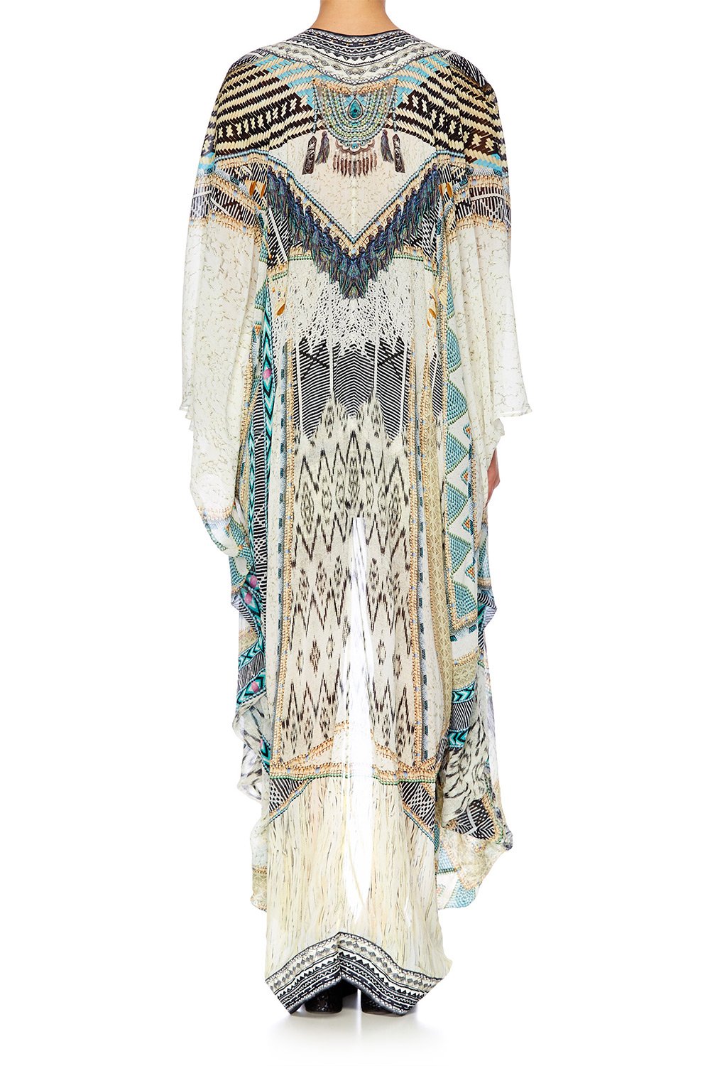 WEAVE ON LONG SLEEVE LONG CAPE