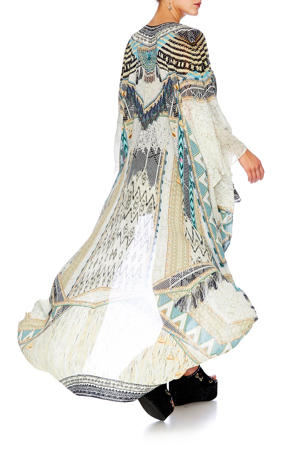 WEAVE ON LONG SLEEVE LONG CAPE