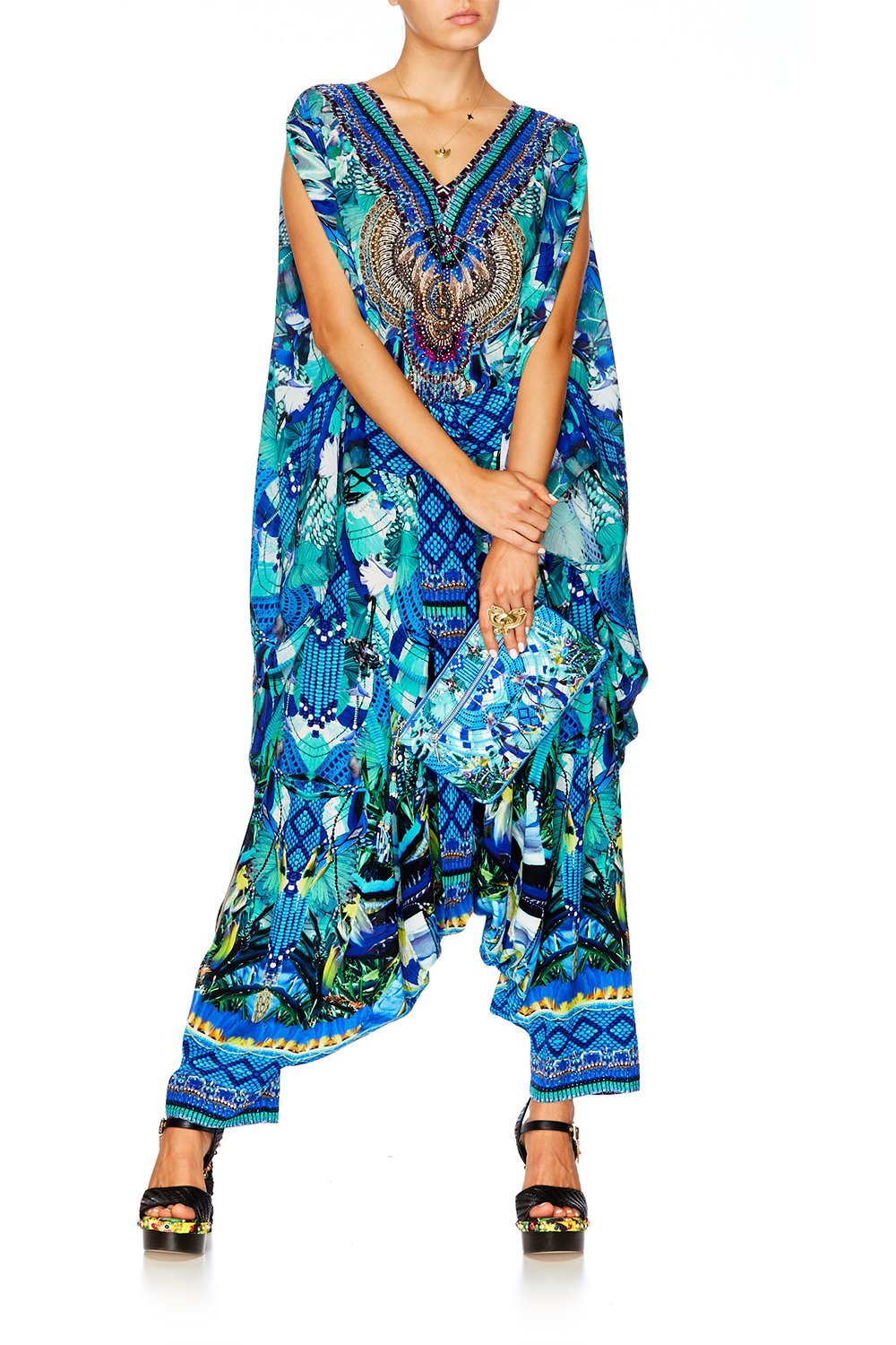 AMAZON AZURE SPLIT SHOULDER SHORT KAFTAN