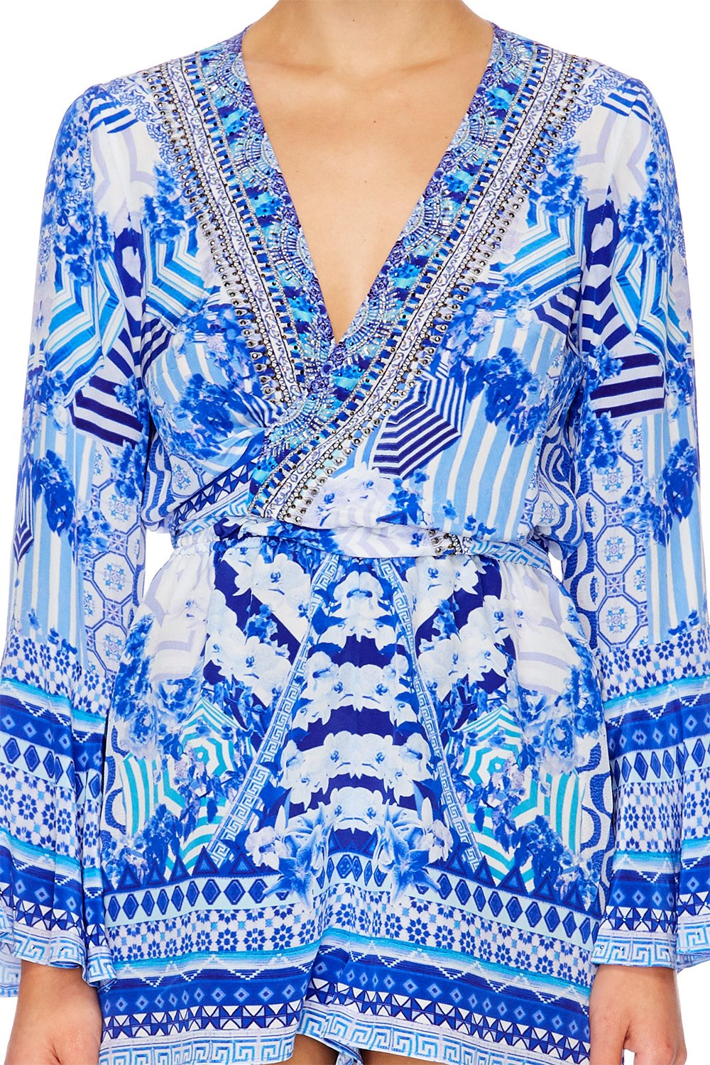 THROWING SHADE LOW FRONT TIE WAIST PLAYSUIT