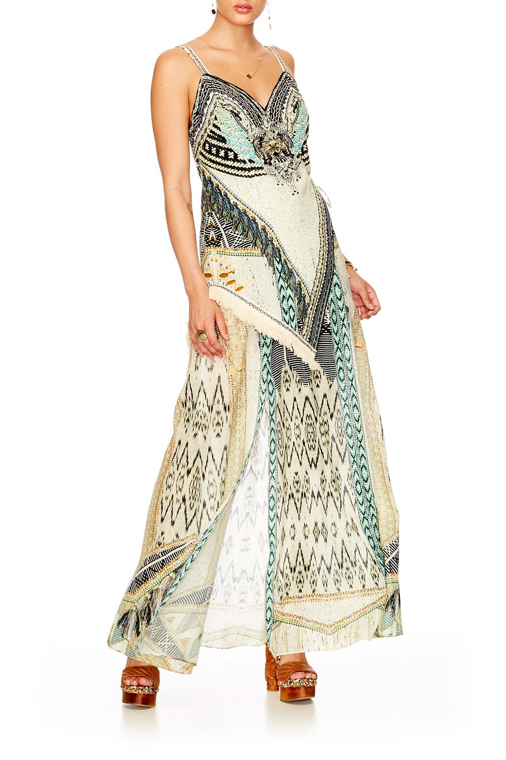 WEAVE ON ASYMMETRICAL HALTER DRESS