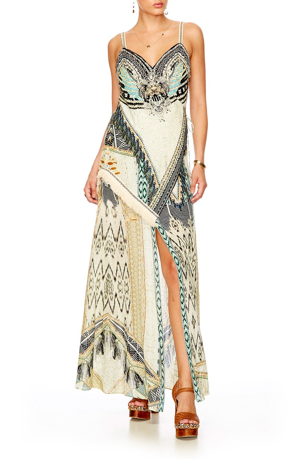 WEAVE ON ASYMMETRICAL HALTER DRESS