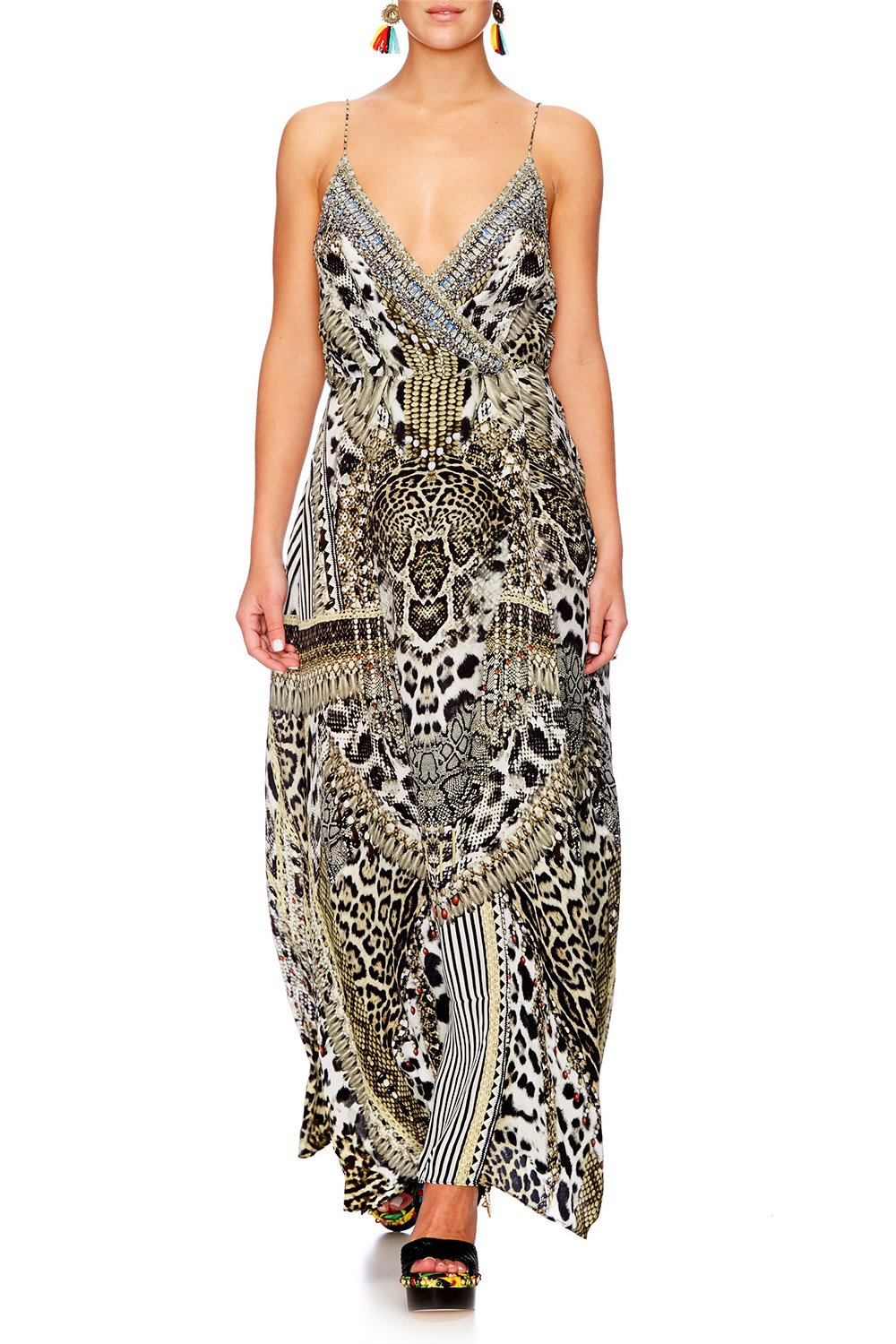 ANIMAL INSTINCT STRAPPY WRAP DRESS