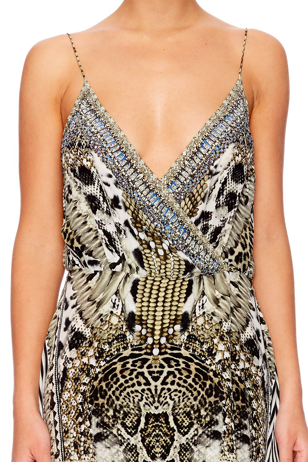 ANIMAL INSTINCT STRAPPY WRAP DRESS