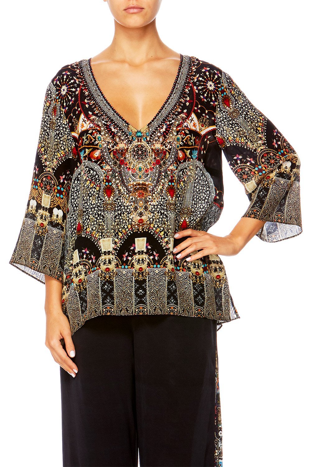 CHAMBER OF REFLECTIONS V-NECK OVERSIZED BLOUSE