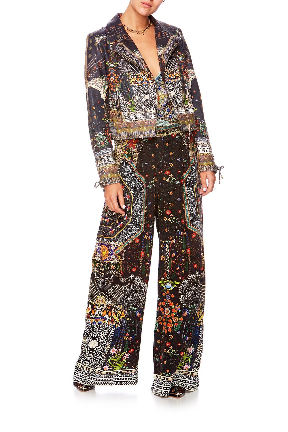 BEHIND CLOSED DOORS WIDE LEG TROUSER W ELASTIC BACK