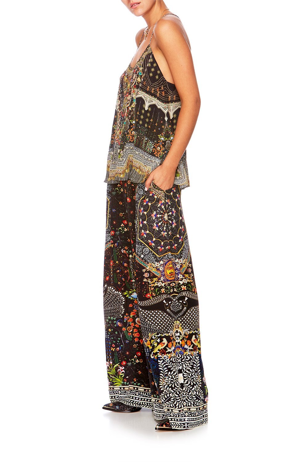 BEHIND CLOSED DOORS WIDE LEG TROUSER W ELASTIC BACK