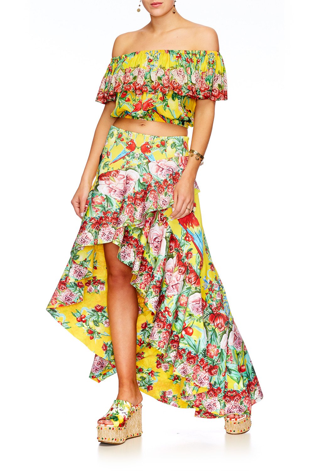 LOVE BIRDS ASYMMETRIC FLOUNCE SKIRT