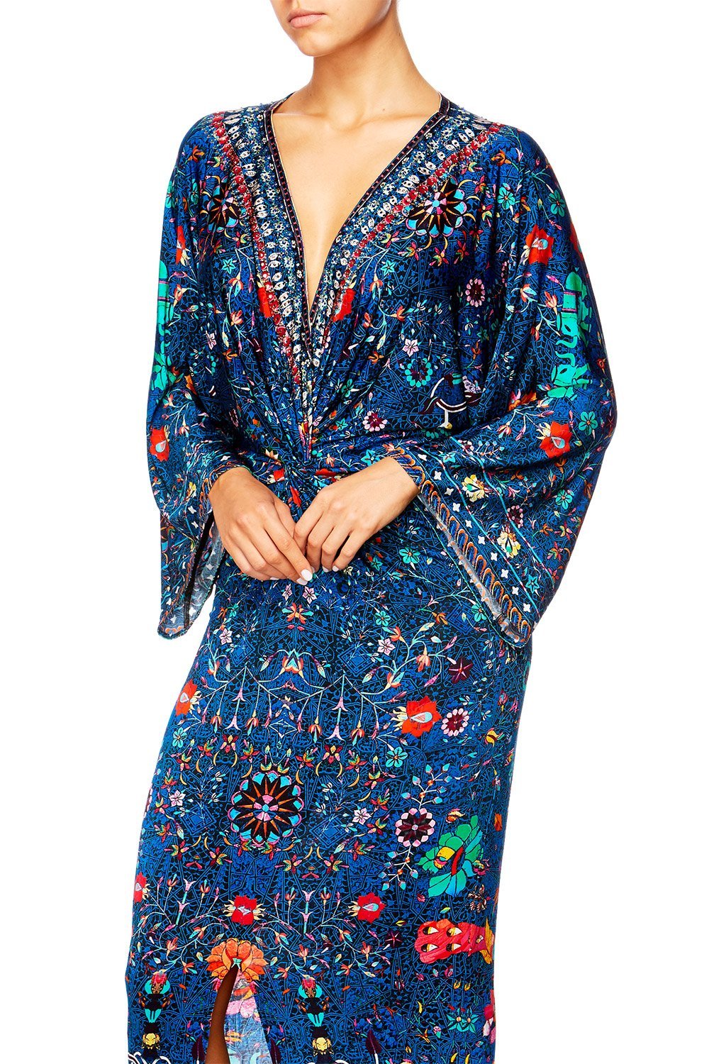 KINDNESS KALEIDOSCOPE LONG SPLIT FRONT SLIP DRESS