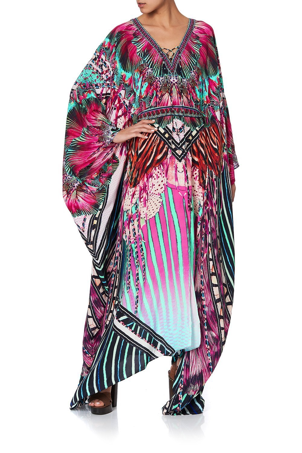 SPLIT HEM LACE UP KAFTAN RAINBOW EYES