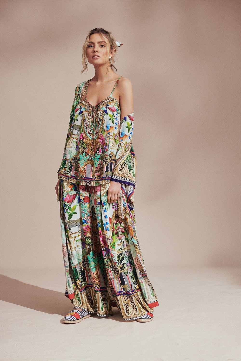 STRAP TOP WITH TIE FRONT DETAIL CHAMPAGNE COAST