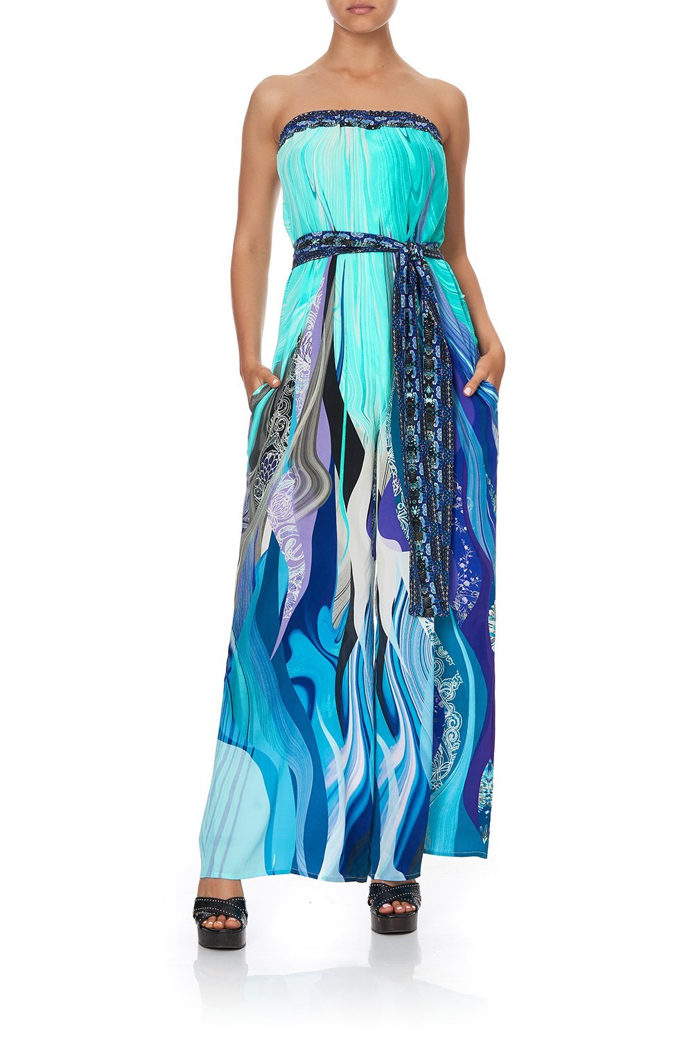 TIE WAIST STRAPLESS JUMPSUIT WATEGOS WANDERLUST