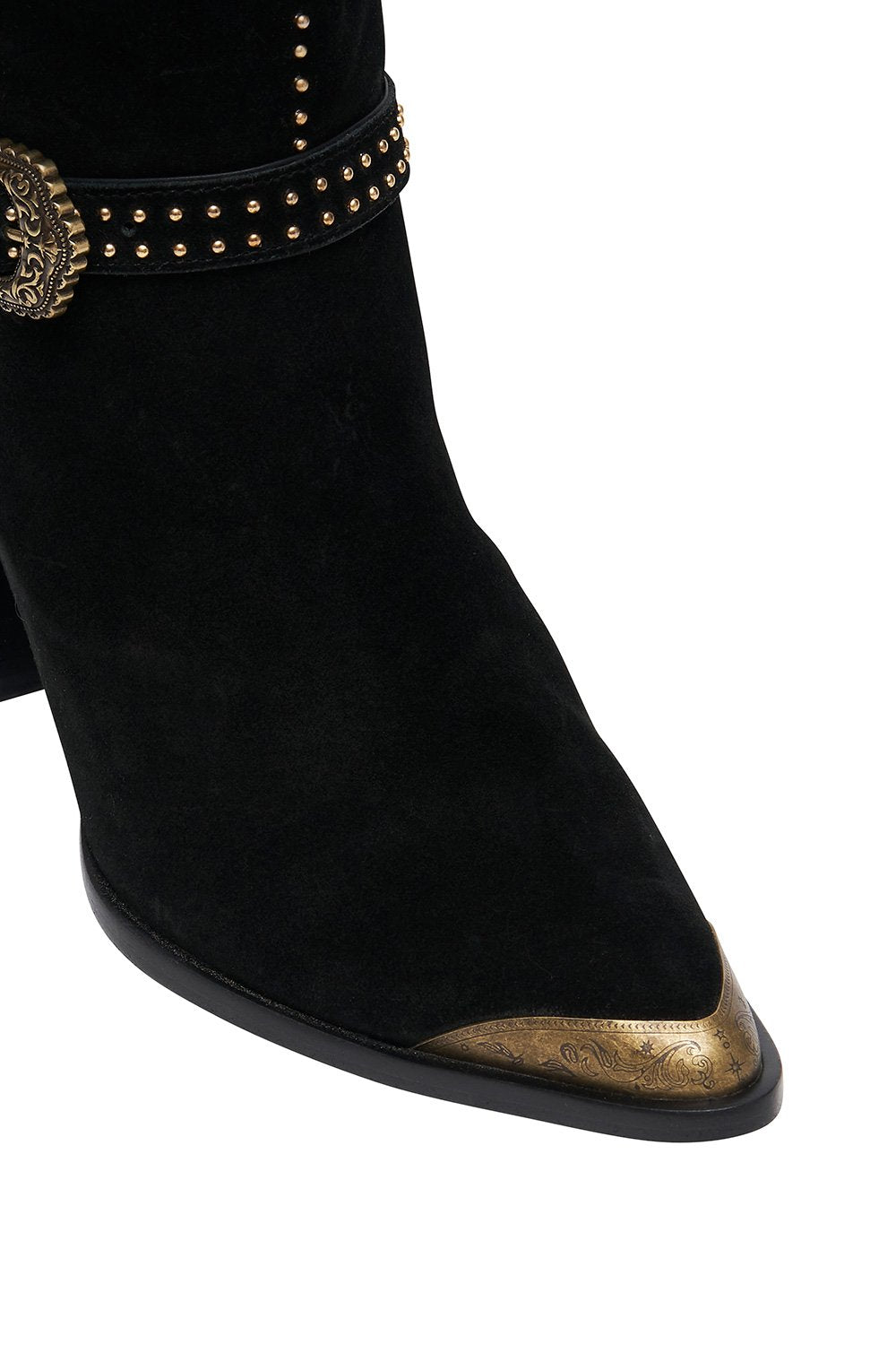 KNEE HIGH HEEL BUCKLE BOOT FLIGHT OF AMUN-RA